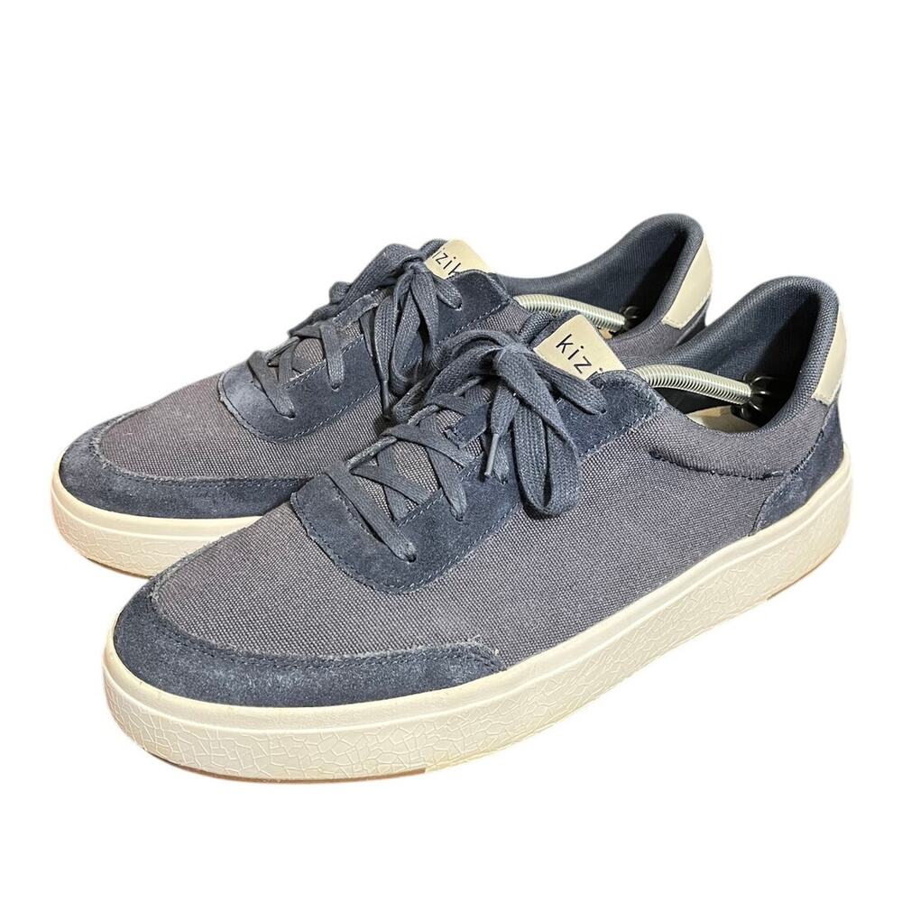 Kizik Prague Navy Blue Size Mens 14 Wide Canvas Suede Sneakers Hands Free